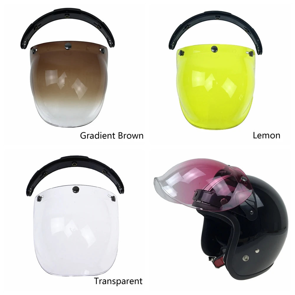 Visière Bulle pour Casque Jet - Fixation 3 Boutons, Style Vintage - vue 2
