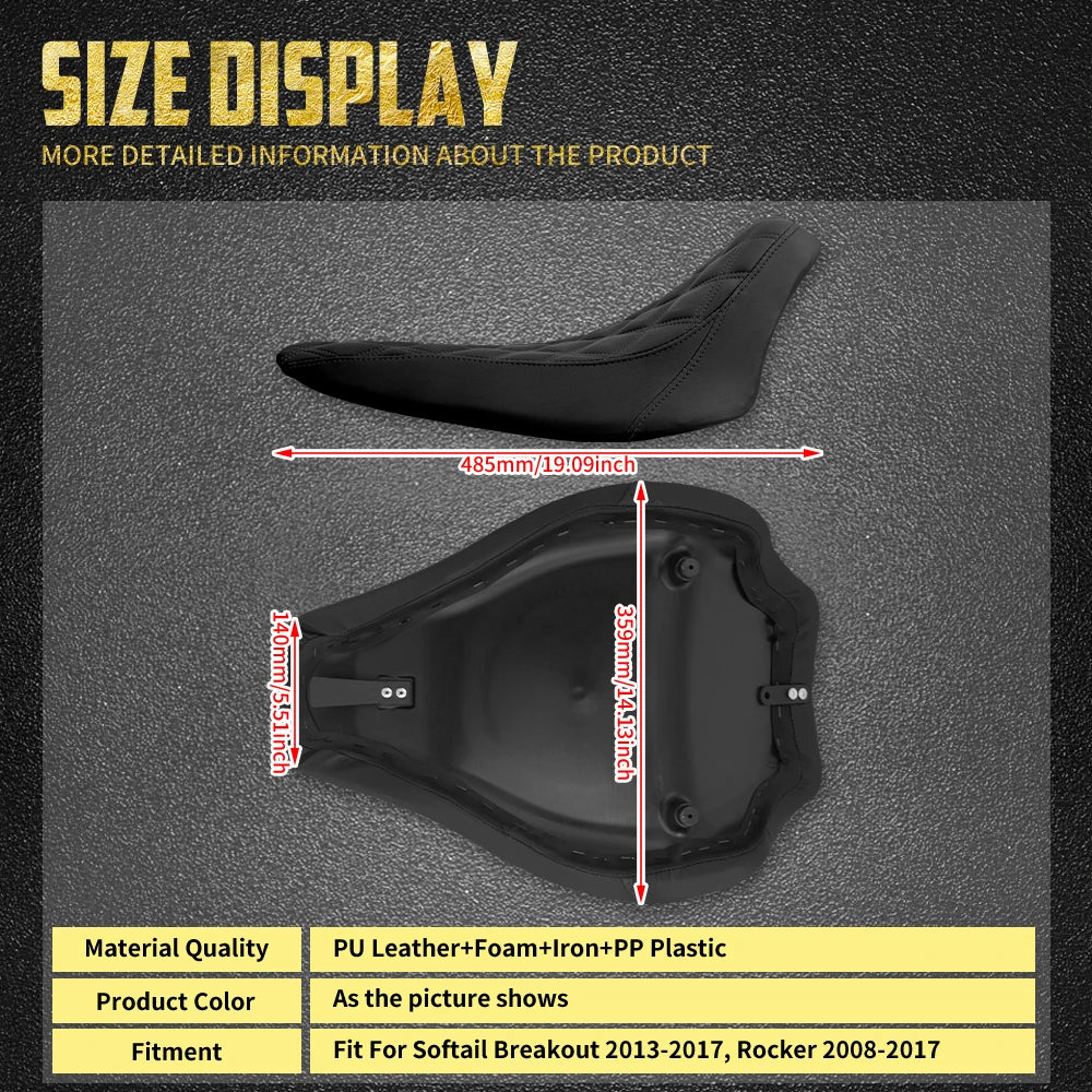 Selle solo pilote profil bas capitonnée losange en simili cuir - Harley Softail Breakout, Rocker FXCW 2008-2017 – photo 5/8