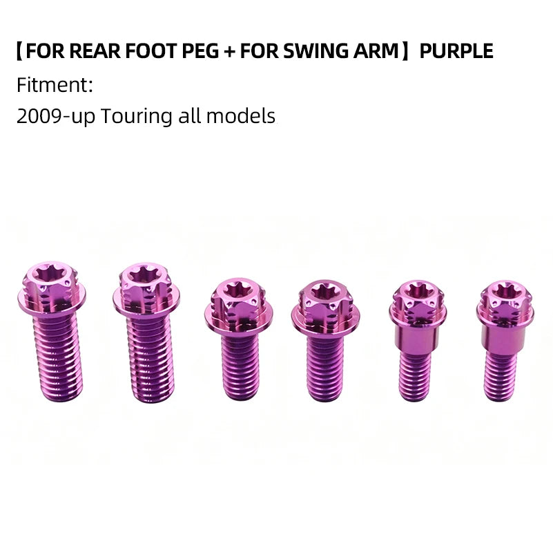 Boulons Titane Bras Oscillant / Repose-pieds Arrière pour Harley Touring et Trike – photo 10/24