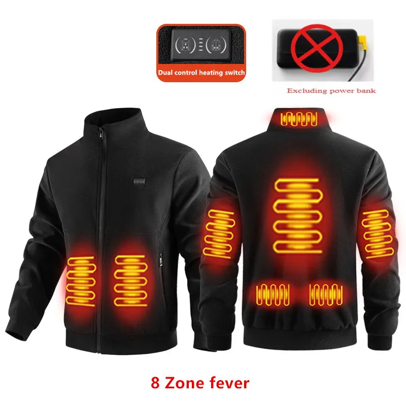 Veste chauffante polaire unisexe - Chauffage électrique 8 zones