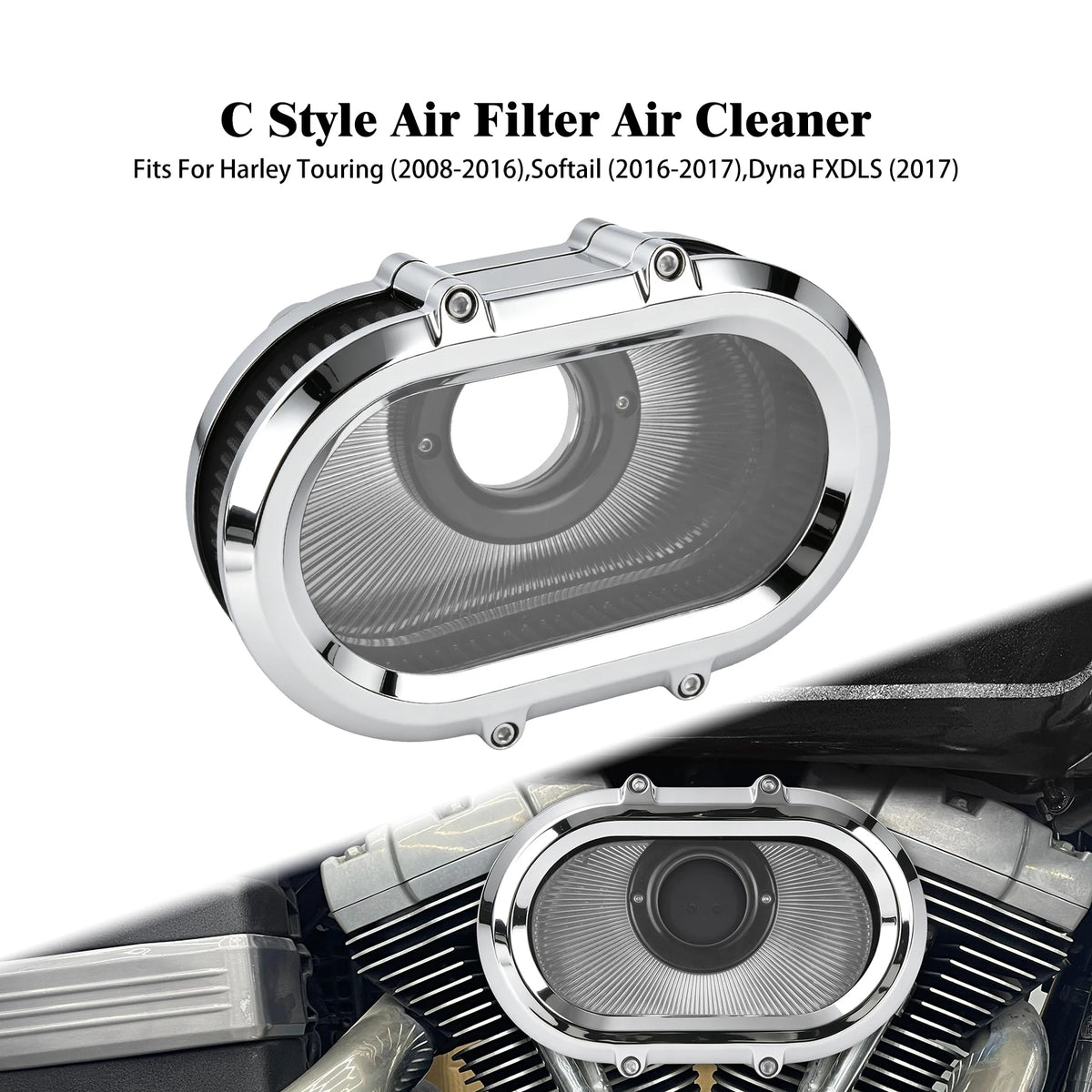 Filtre à Air avec Anneaux Décoratifs Interchangeables - Harley-Davidson Sportster, Dyna, Touring, Softail, Trike – photo 8/26