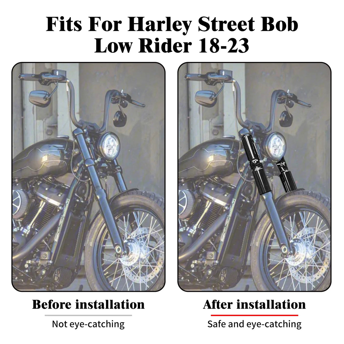 Kit de Caches de Fourche Avant (Haut/Bas) Aluminium - Harley-Davidson Softail Street Bob, Low Rider 2018-2022 (Non Compatible Low Rider S/ST) – photo 2/6