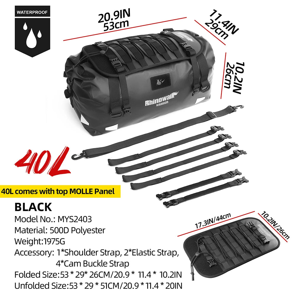 Sac de voyage noir Rhinowalk pour moto - vue 7