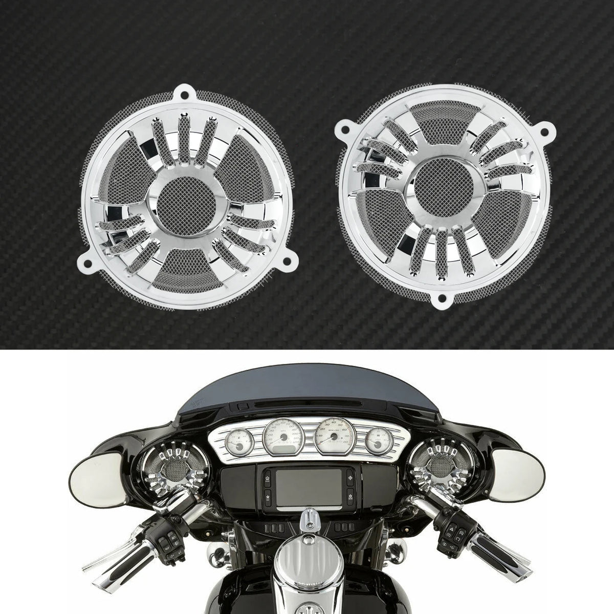 Grilles de haut-parleurs avant 6'' en aluminium (lot de 2) - Harley Touring Electra Glide, Street Glide, Tri Glide 2014-2023 – photo 10/12