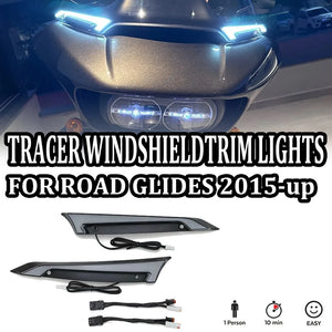 Feux décoratifs de pare-brise LED avec feu de jour et clignotant pour Harley Road Glide - vue 1