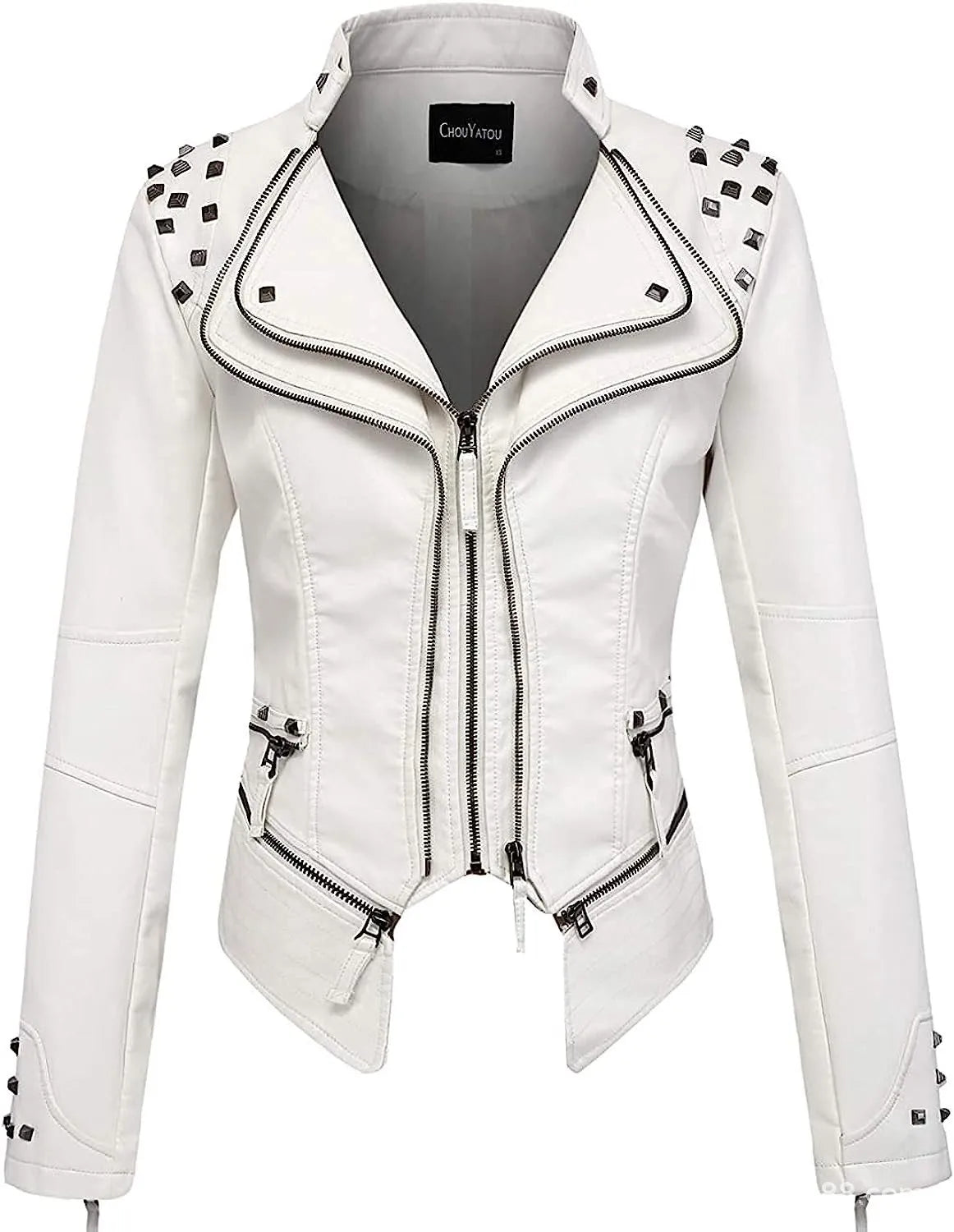 Blouson cuir femme style motarde - vue - vue 7