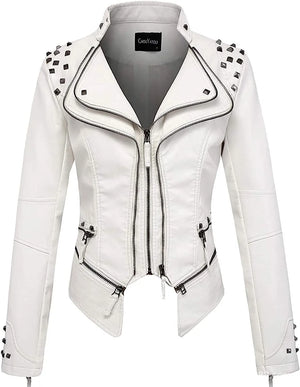Blouson cuir femme style motarde - vue - vue 7