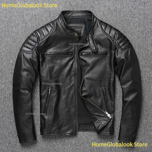 Veste en cuir motard homme - vue de face - vue 6
