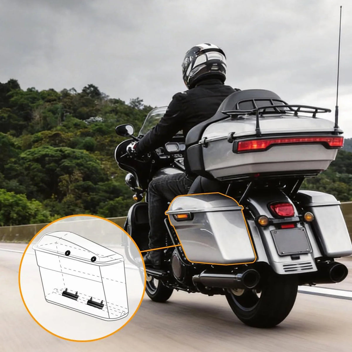 Silentblocs caoutchouc et coussinets de fixation pour sacoches rigides Harley Touring - vue 4