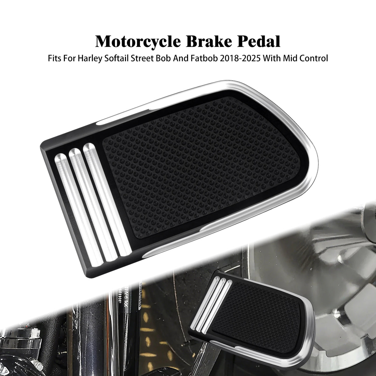 Cache de pédale de frein noir et chromé pour Harley-Davidson Softail - vue 7