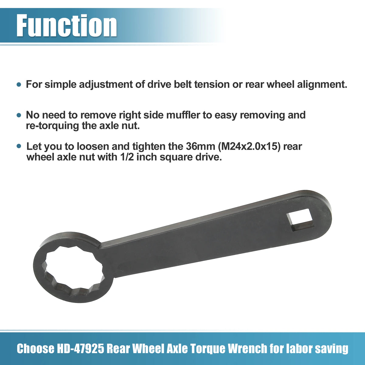 Clé d'écrou d'axe arrière 36 mm pour Harley Touring - vue 5