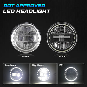 Phare LED projecteur noir monté sur une Harley-Davidson Touring - vue 2