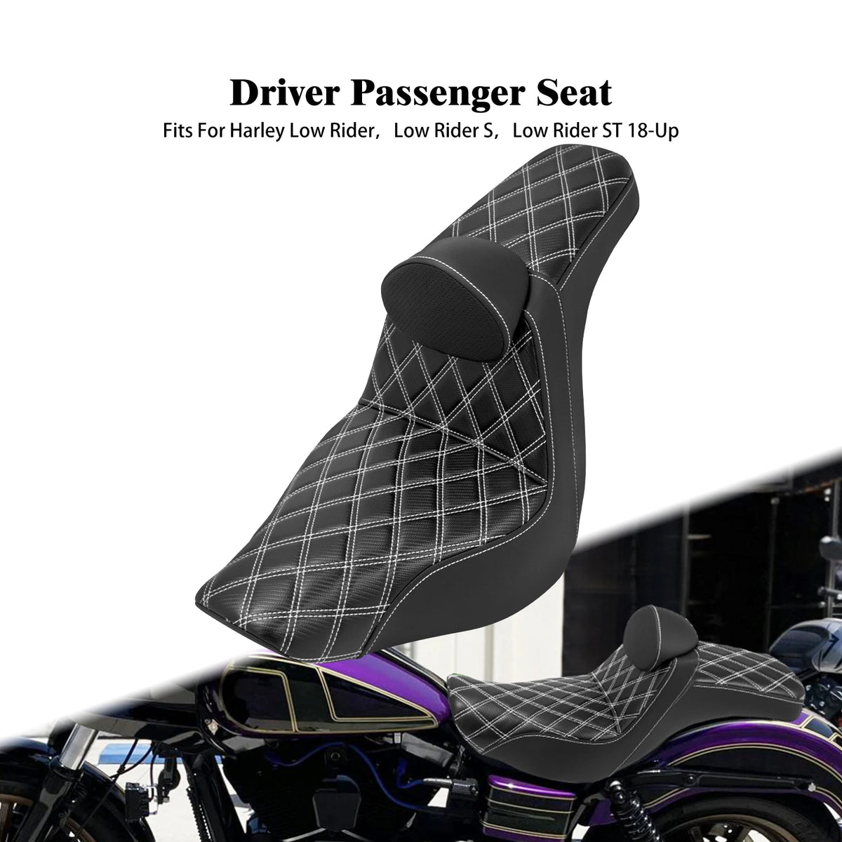 Selle biplace avec dossier pour moto Harley-Davidson Softail Low Rider - vue 10