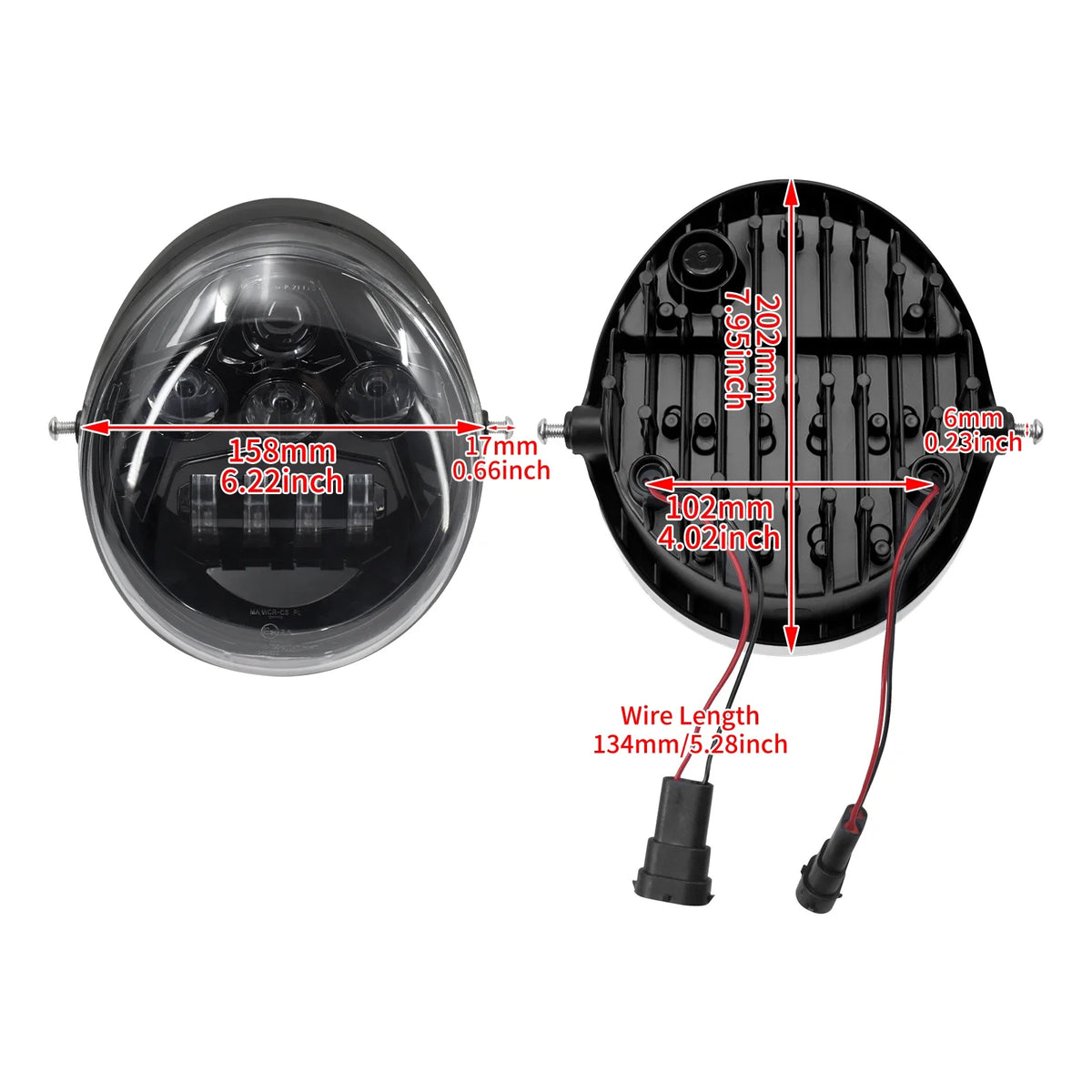Phare avant LED noir pour Harley-Davidson V-Rod - vue 6