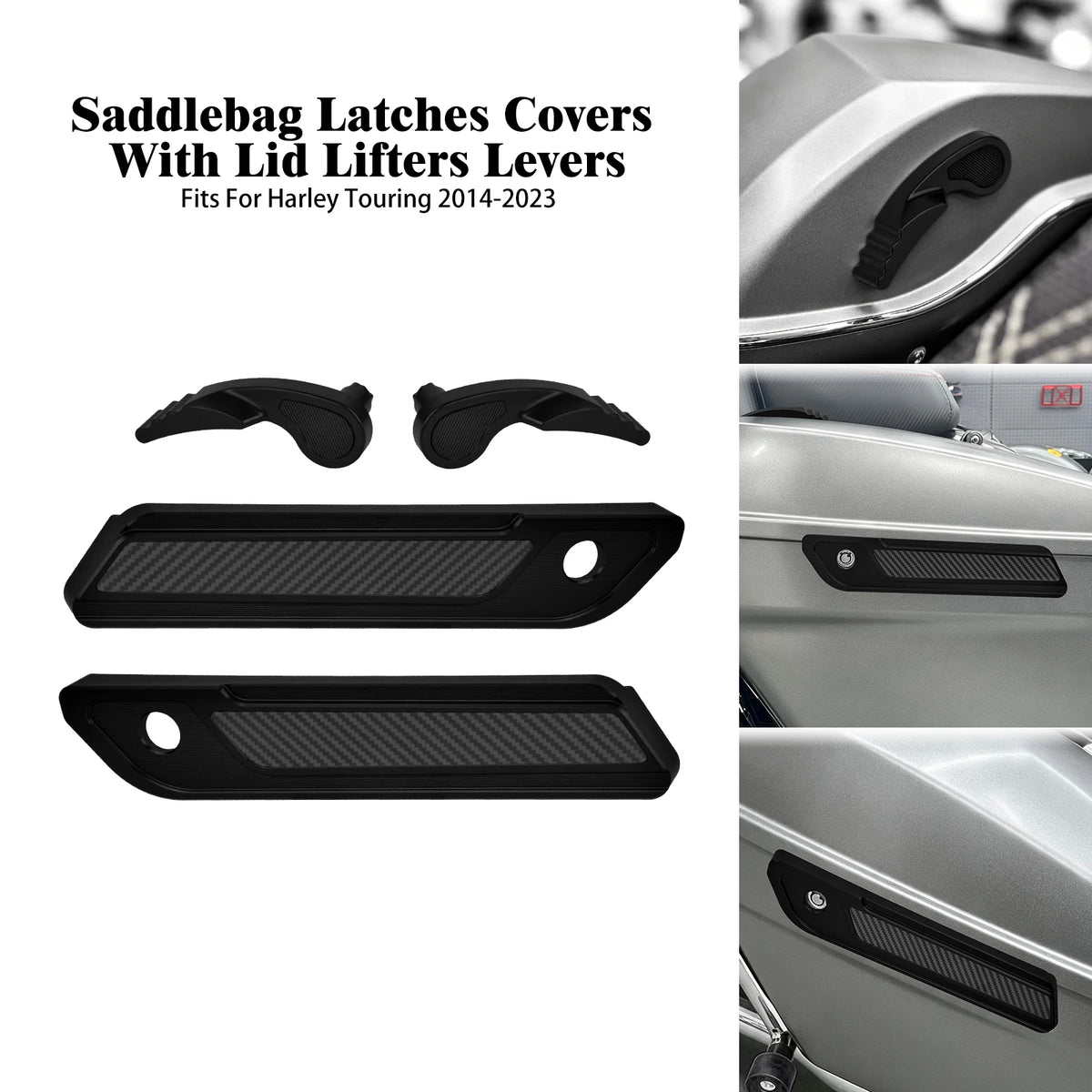 Kit de leviers et caches de verrous de sacoches cavalières en aluminium pour Harley Touring 2014-2025 - vue 9