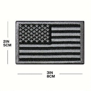 Écusson brodé drapeau USA noir et gris pour casquette ou blouson moto - vue 3