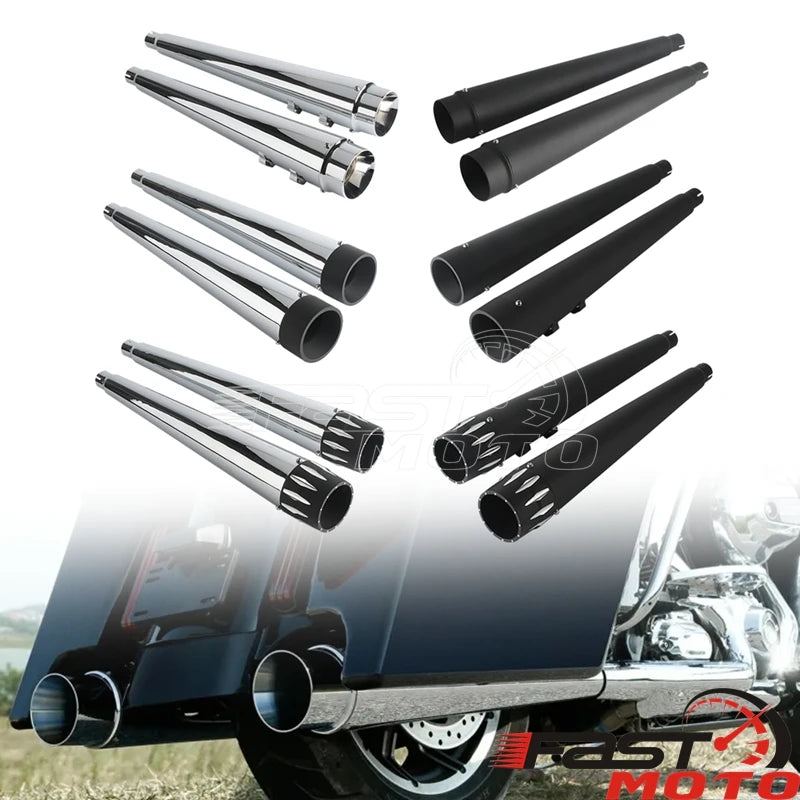 Paire de silencieux d'échappement chromés pour Harley-Davidson Touring - vue 4