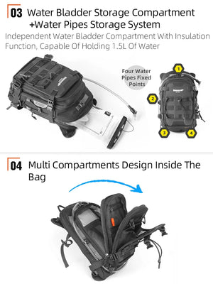 Sac de réservoir moto Rhinowalk convertible en sac à dos avec système MOLLE - vue 4