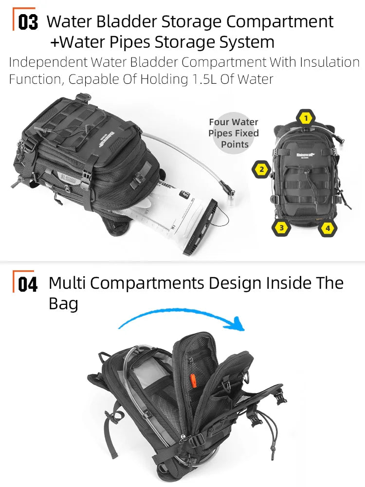Sac de réservoir moto Rhinowalk convertible en sac à dos avec système MOLLE - vue 4