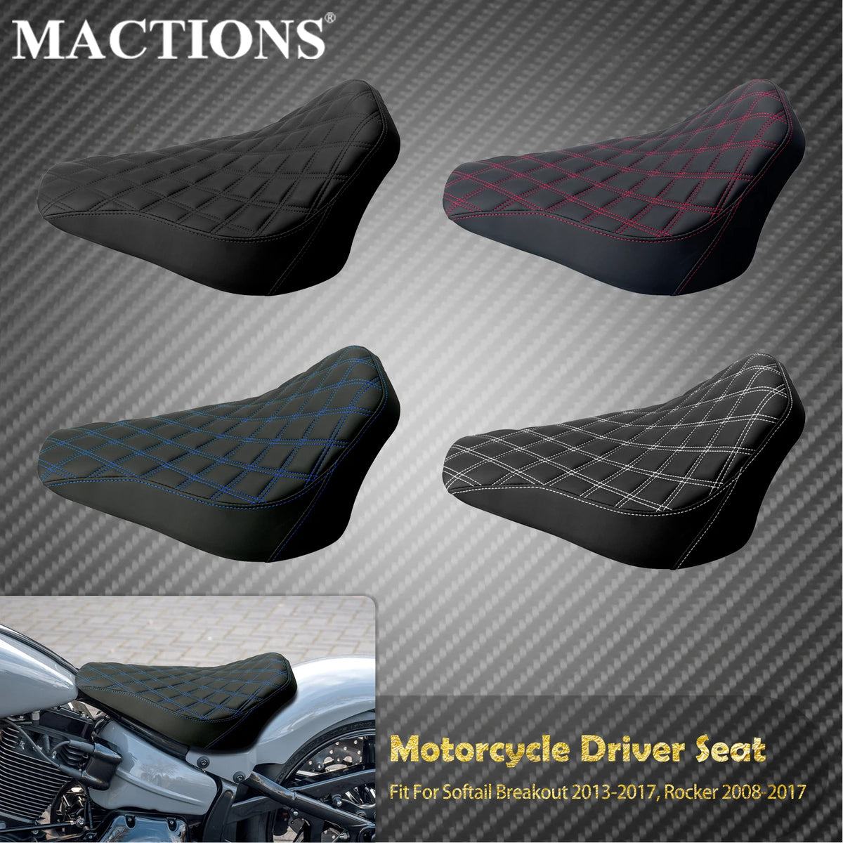 Selle Solo Conducteur Profil Bas (Diamond) - Harley-Davidson Softail Breakout & Rocker 2008-2017 – photo 1/10