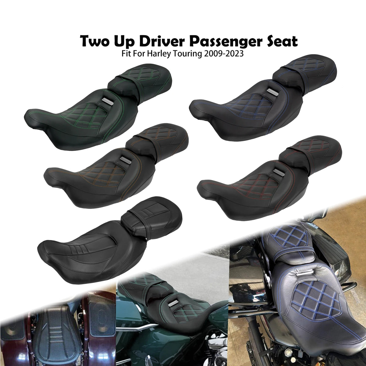 Selle biplace conducteur/passager pour Harley-Davidson Touring 2009-2024 – photo 1/11