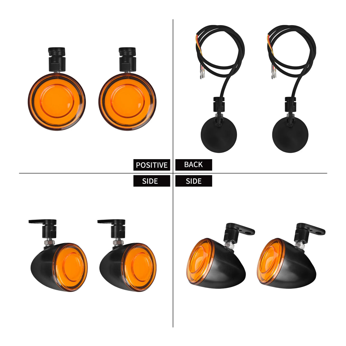 Paire de clignotants LED bullet noirs avec kit de déport pour Harley-Davidson - vue 4