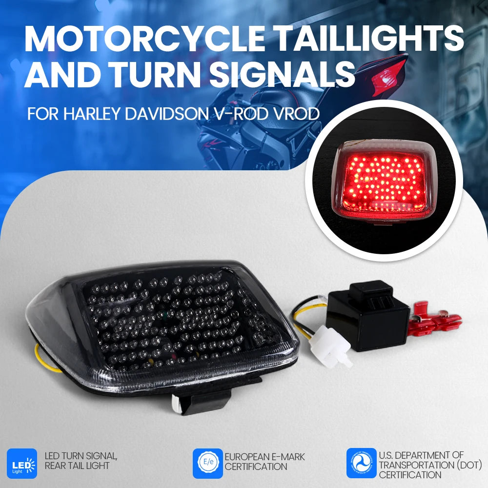 Feu arrière LED à clignotants intégrés pour Harley V-Rod - vue 1