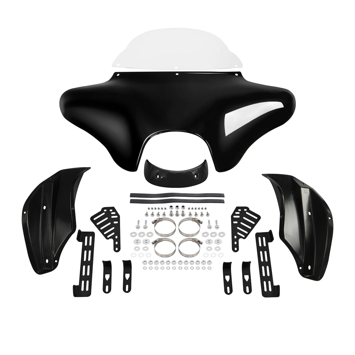 Carénage avant batwing noir avec pare-brise pour moto - vue 4