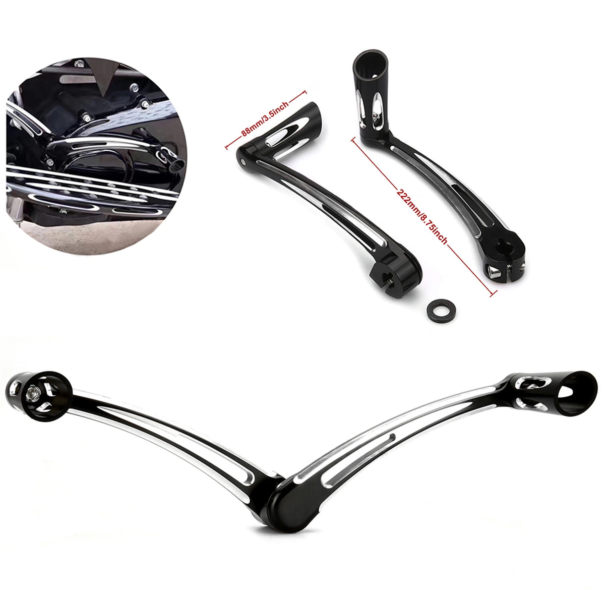 Kit complet planchers, repose-pieds, levier de sélecteur, cale-pieds passager et pédale de frein pour Harley-Davidson Softail (2000-2017) et Touring (1997-2007) – photo 4/10