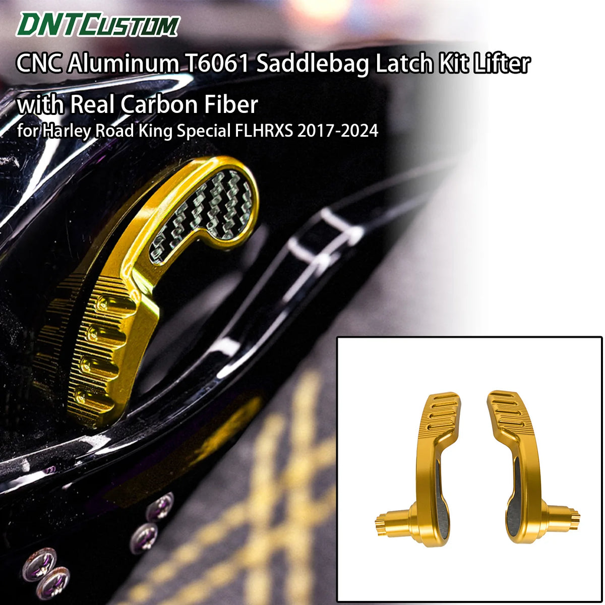 Kit de loquets de sacoches en aluminium CNC et fibre de carbone pour Harley Touring - vue 1