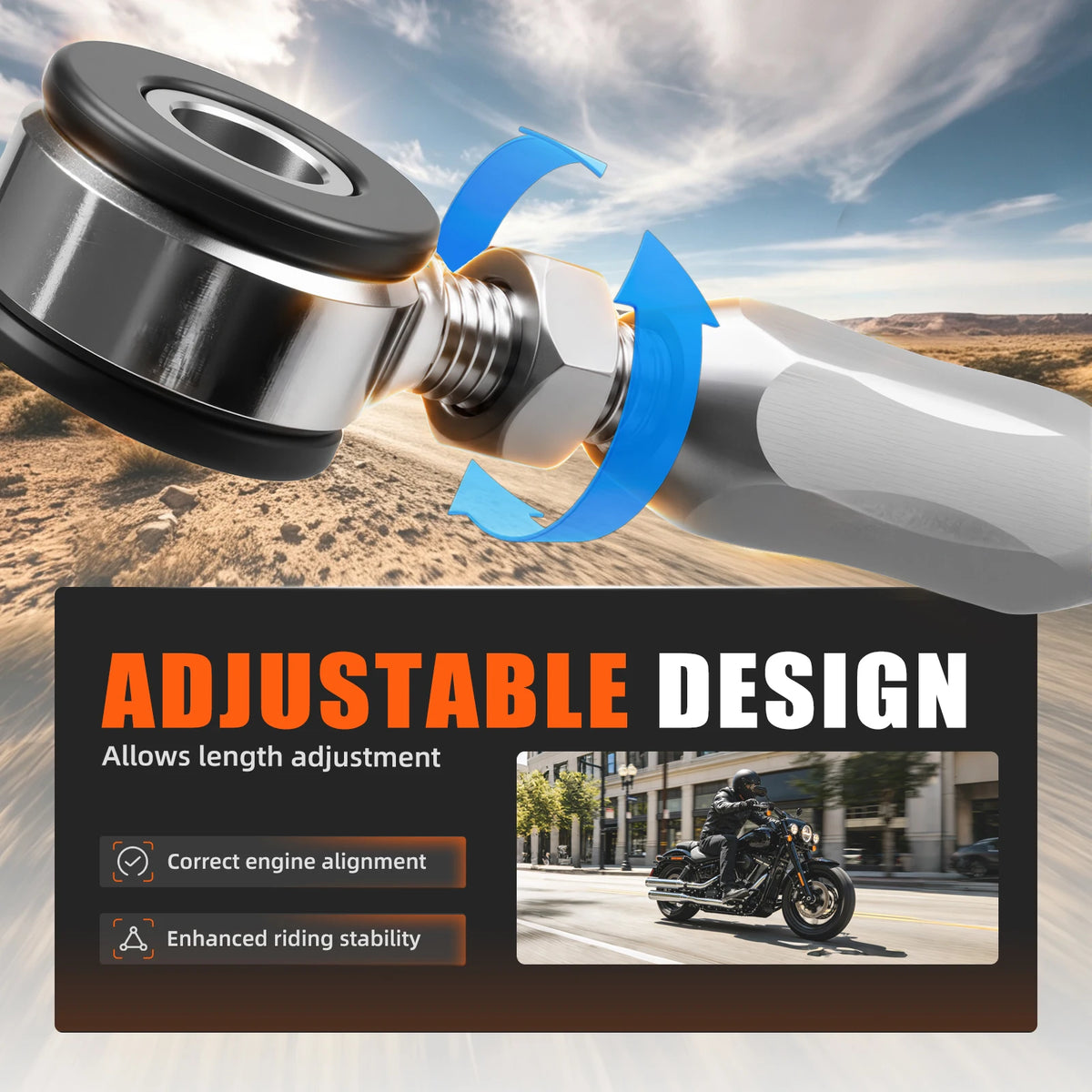 Biellette de stabilisation moteur avant pour Harley Dyna - vue 1
