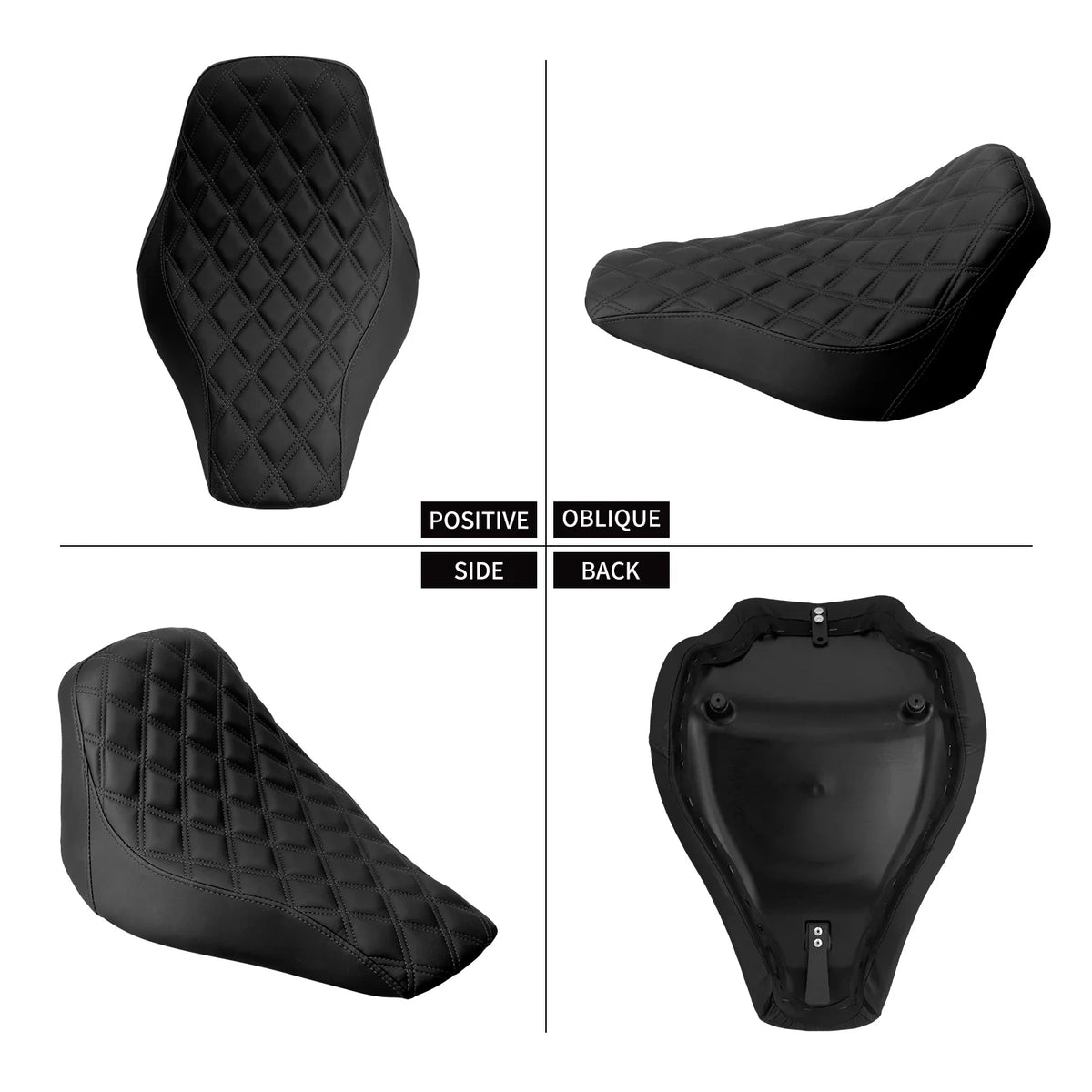 Selle solo conducteur profil bas façon cuir pour Harley-Davidson Softail - vue 3