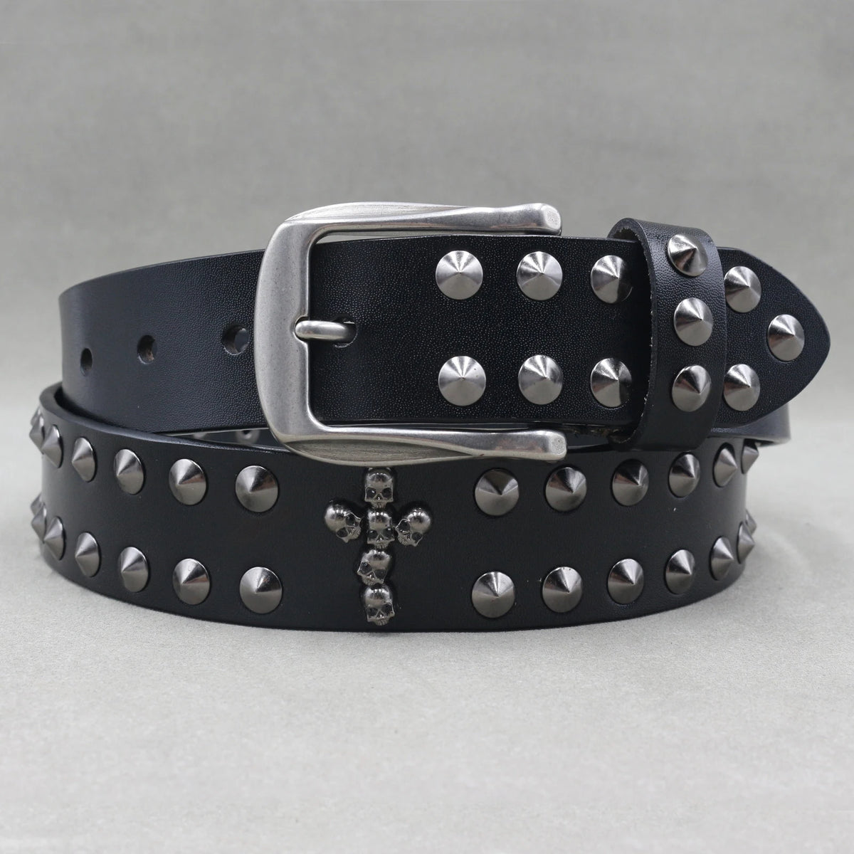 Ceinture en cuir véritable cloutée style rock - vue 33