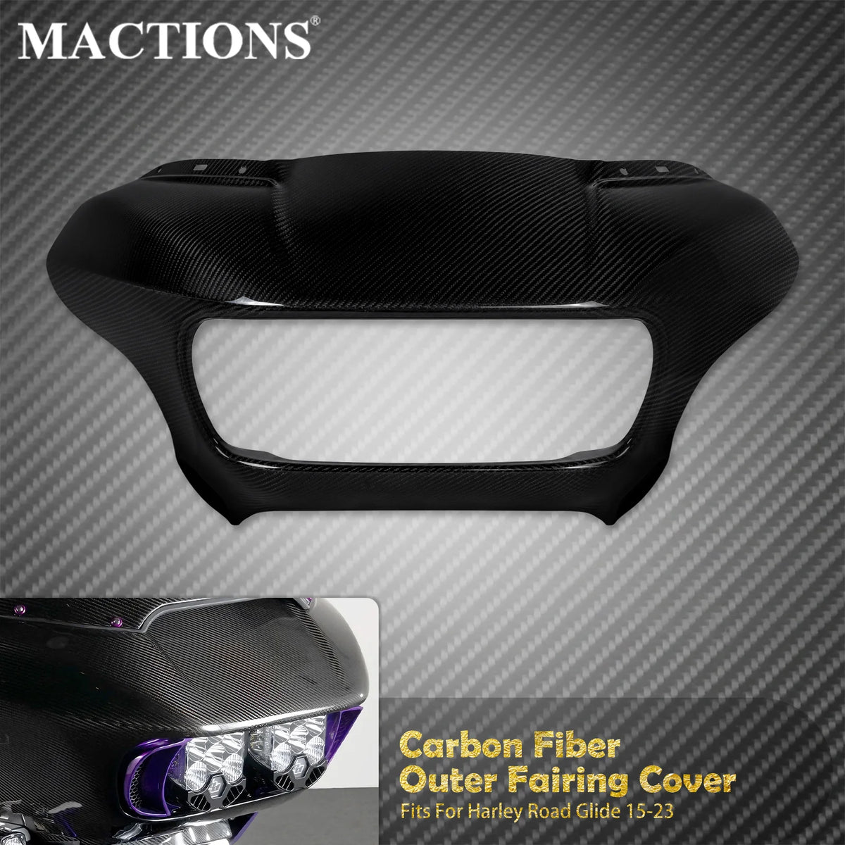 Carénage Extérieur en Fibre de Carbone pour Phare Avant - Harley-Davidson Road Glide 2015-2023 – photo 1/7