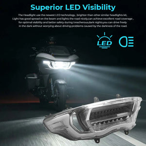 Phare LED avant noir sur Harley Road Glide CVO - vue 2