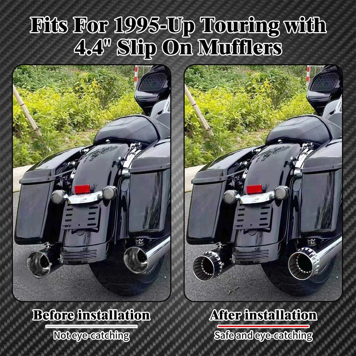 Embouts d'Échappement Slip-On 4,4 pouces - Harley-Davidson Touring 1995-2023 – photo 3/9