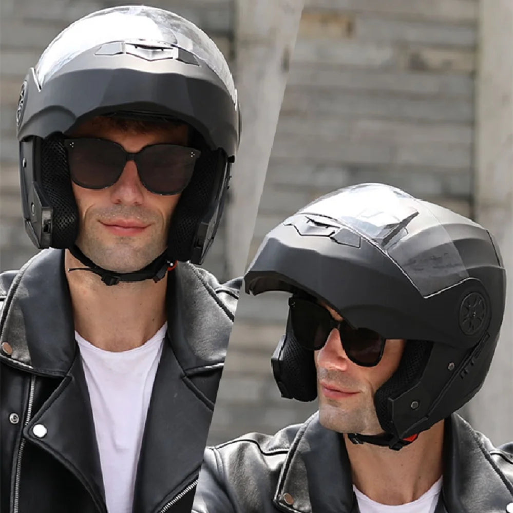 Casque moto modulable double écran, vue de trois quarts - vue 2