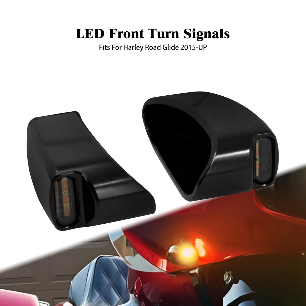 Clignotant LED noir homologué E-Mark pour Harley-Davidson Road Glide - vue 1
