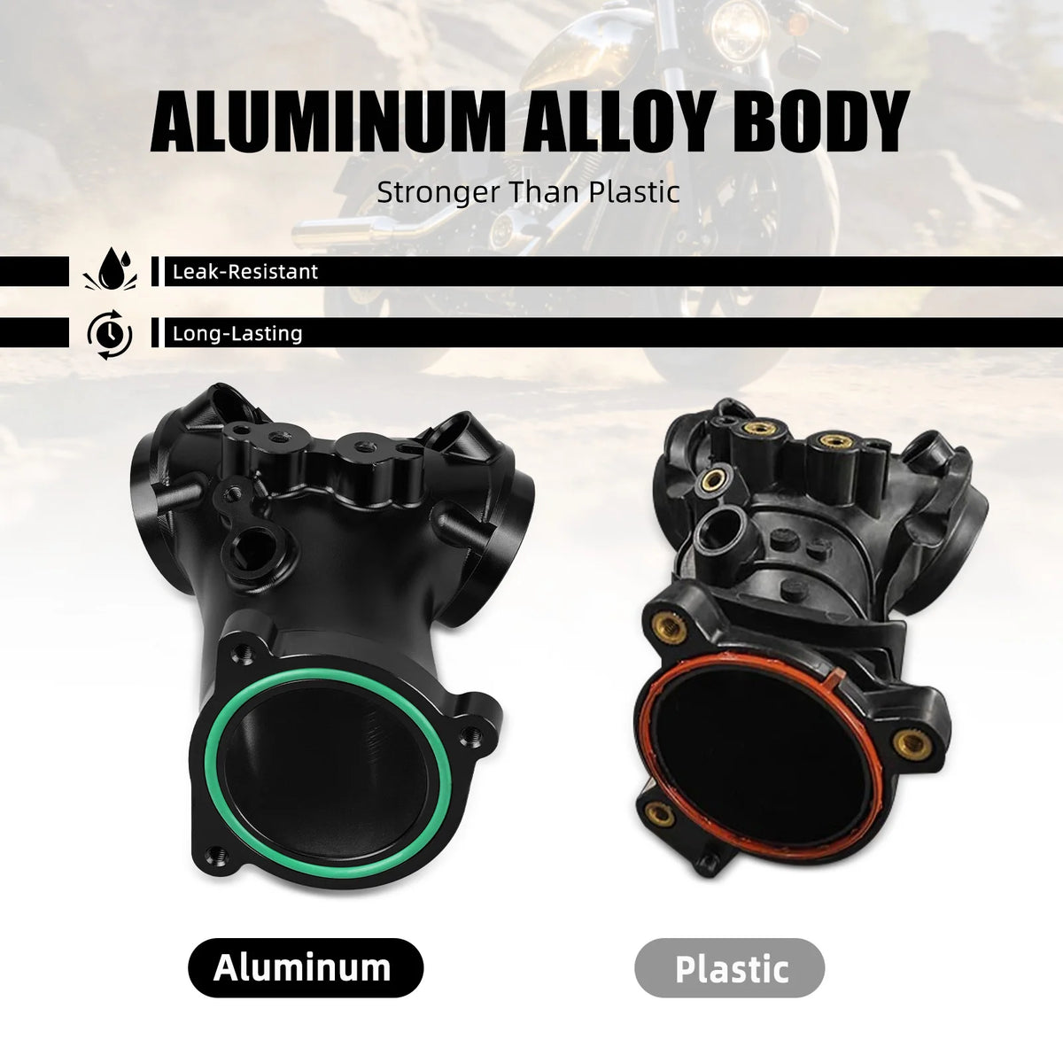 Pipe d'admission 57 mm CNC noire pour Harley M8 - vue 4