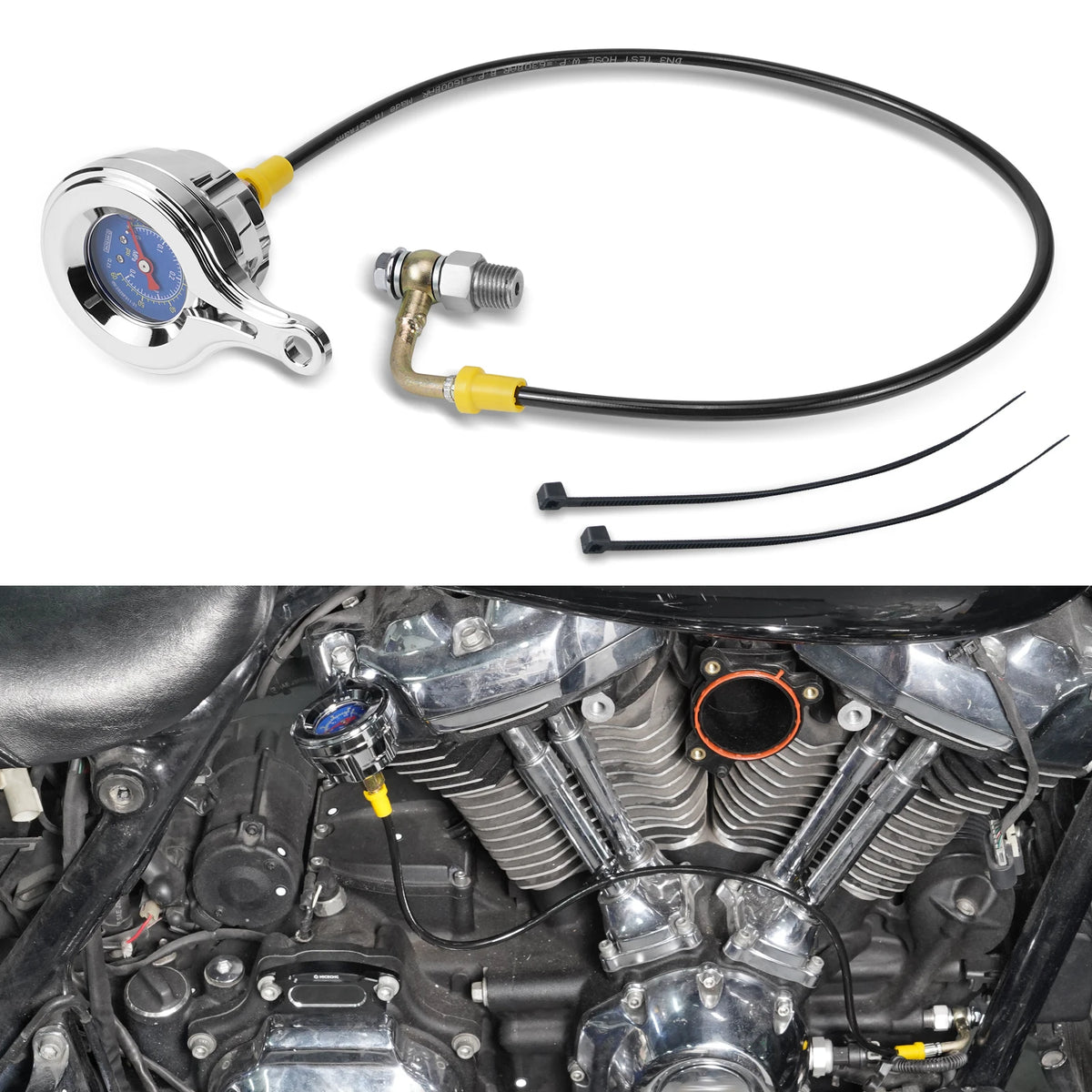 Kit manomètre de pression d'huile pour Harley Touring - vue 5