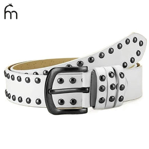 Ceinture noire simili cuir cloutée style punk Y2K - vue 3