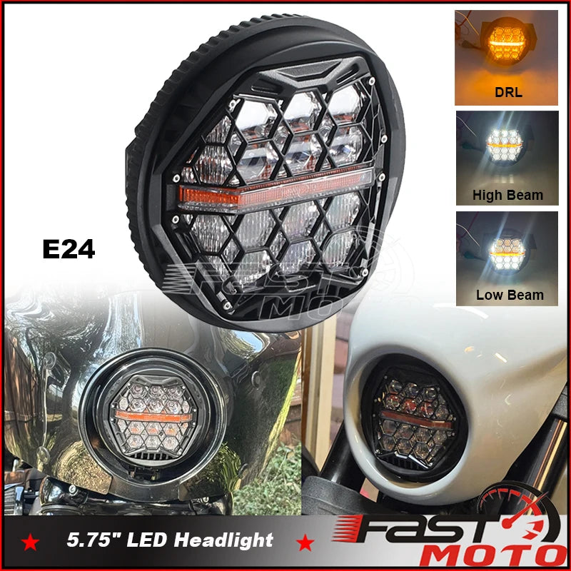 Phare LED rond noir pour moto Harley-Davidson V-Rod - vue 1