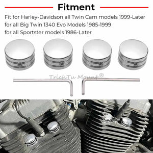 Caches de vis de culasse chromés pour Harley Twin Cam, Evolution, Sportster - vue 4