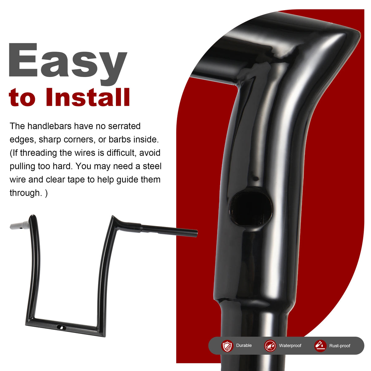 Guidon Ape Hanger Meathook 1,25" pour bagger - Harley-Davidson Road Glide 2015-2023 – photo 5/8