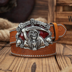 Ceinture simili cuir marron style western rétro - vue 3