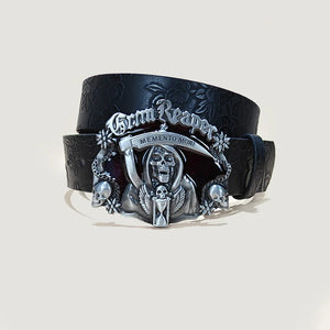 Ceinture grande taille simili cuir gaufré tête de mort - vue 14