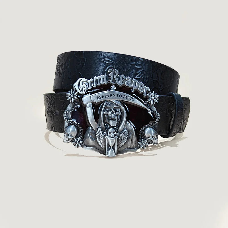 Ceinture grande taille simili cuir gaufré tête de mort - vue 14