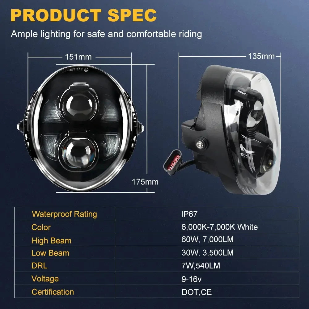 Phare LED pour Harley V-Rod - vue 5