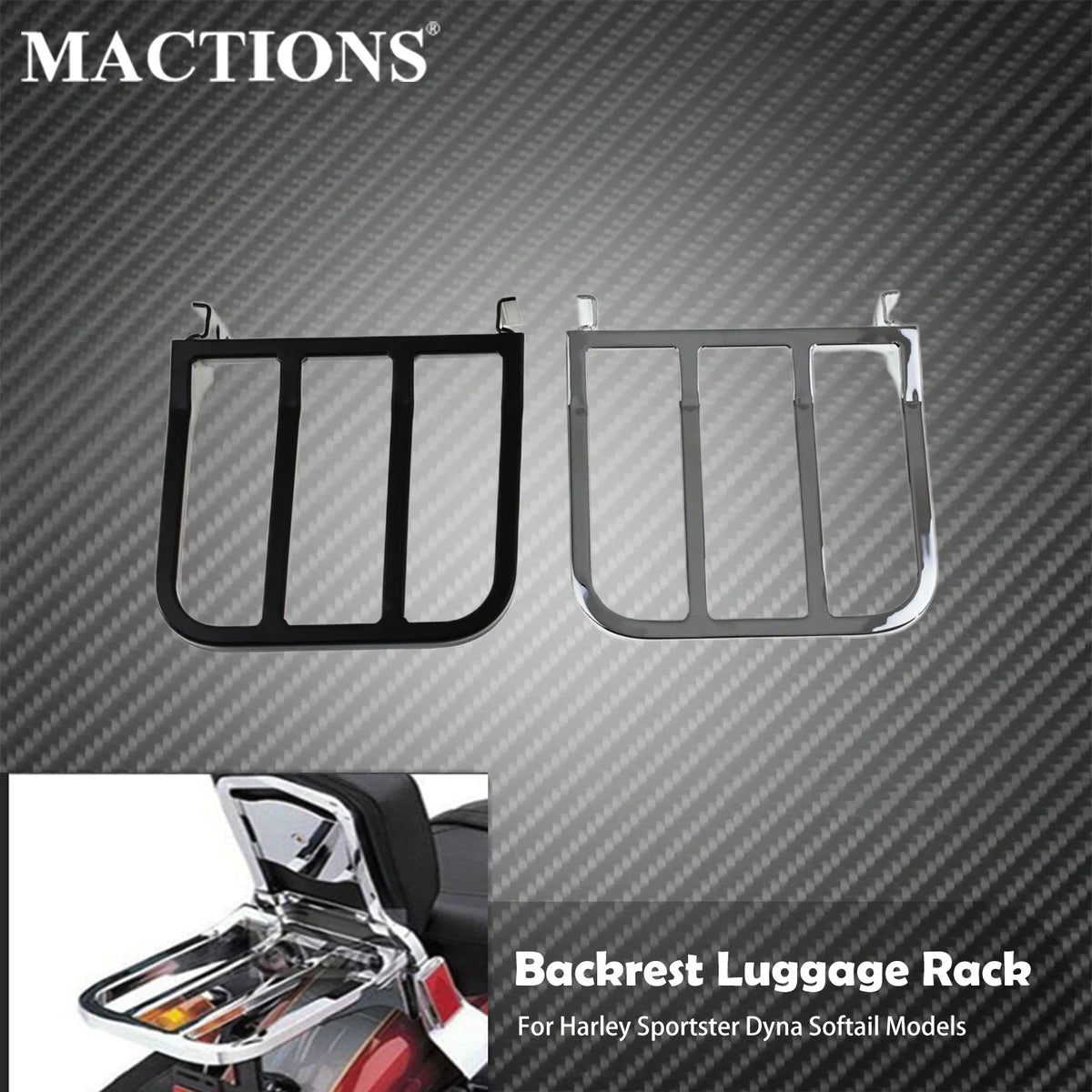 Porte-bagages avec dossier passager (Sissy Bar) - Harley-Davidson Sportster, Softail, Dyna – photo 1/8