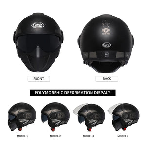 Casque moto modulable rétro, vue de trois quarts - vue 4